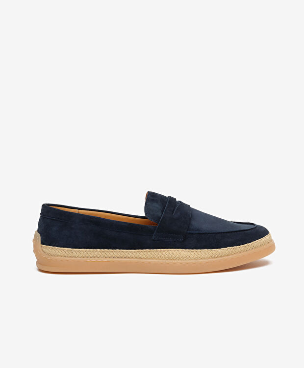 Erkek Lacivert Süet Hakiki Deri Loafer Ayakkabı - 1