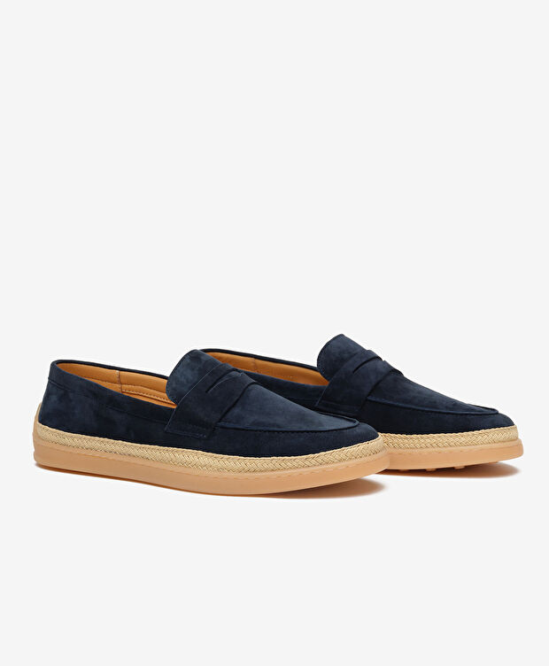 Erkek Lacivert Süet Hakiki Deri Loafer Ayakkabı - 3