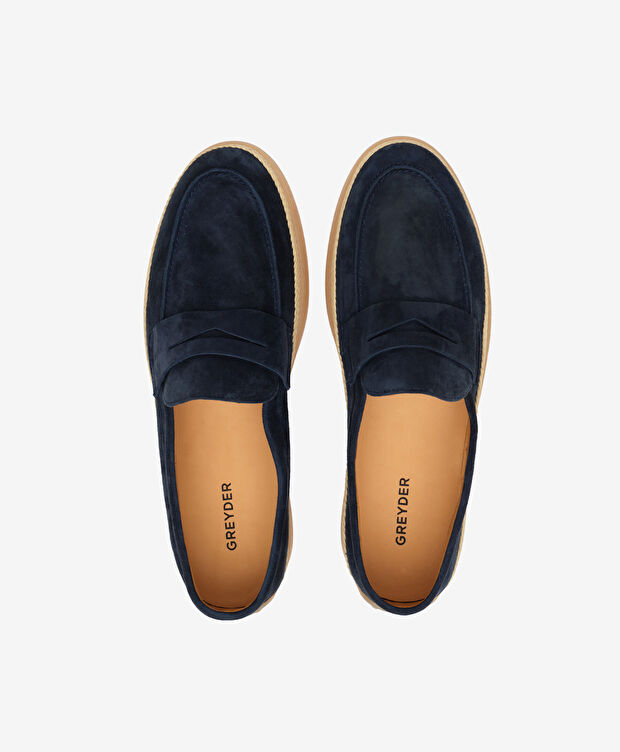 Erkek Lacivert Süet Hakiki Deri Loafer Ayakkabı - 5