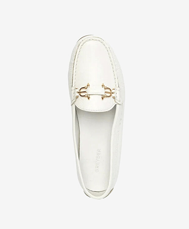 Kadın Beyaz Hakiki Deri Loafer Ayakkabı - 4