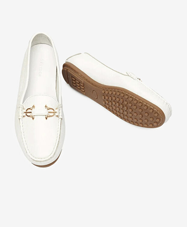 Kadın Beyaz Hakiki Deri Loafer Ayakkabı - 6