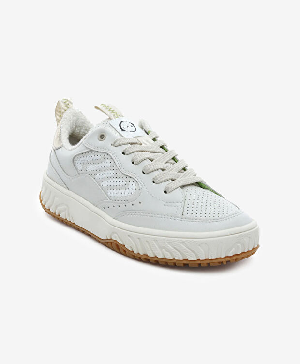 Kadın Kirli Beyaz Hakiki Deri Sneaker Ayakkabı - 2