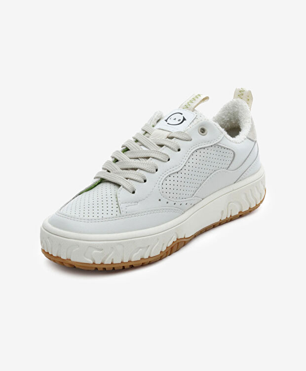 Kadın Kirli Beyaz Hakiki Deri Sneaker Ayakkabı - 3