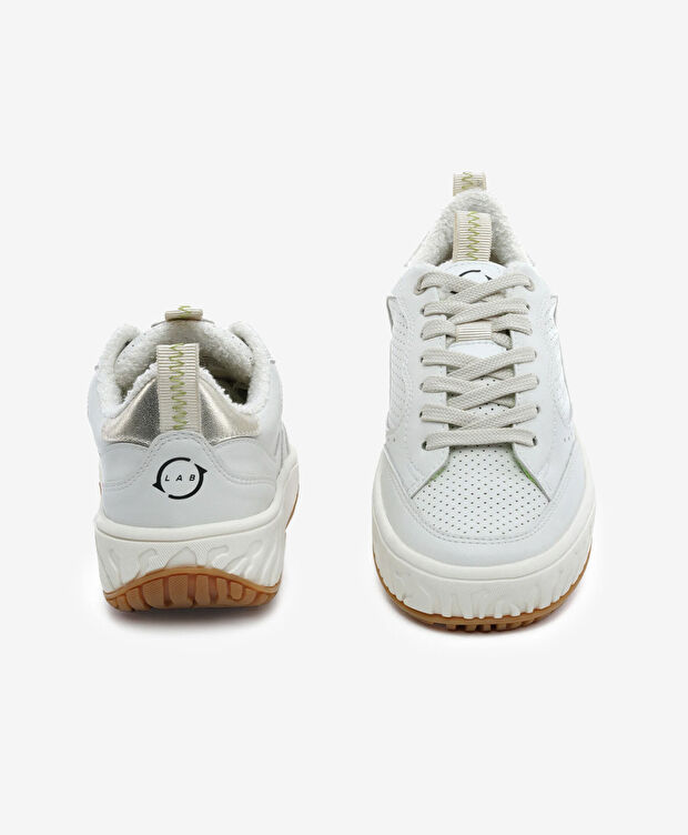 Kadın Kirli Beyaz Hakiki Deri Sneaker Ayakkabı - 7