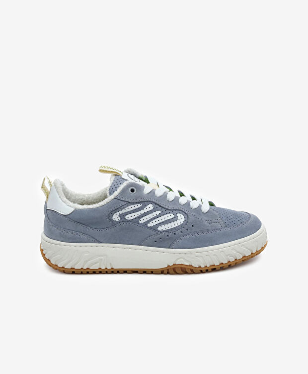 Kadın Beyaz Lacivert Hakiki Deri Sneaker Ayakkabı - 1