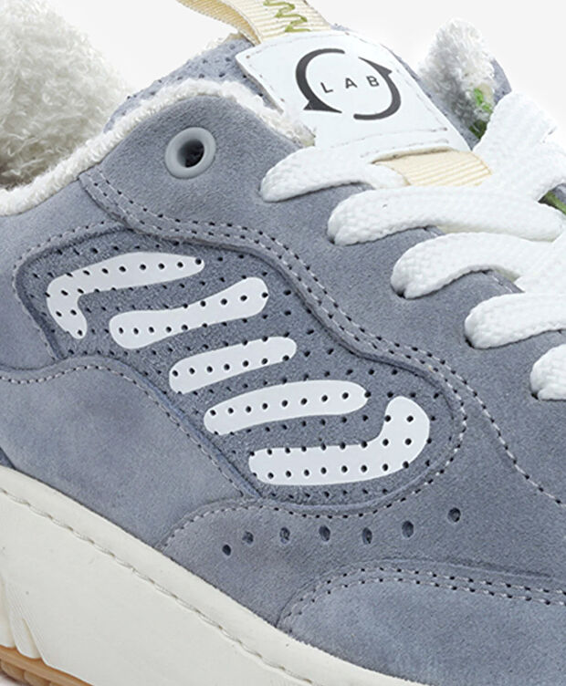 Kadın Beyaz Lacivert Hakiki Deri Sneaker Ayakkabı - 5