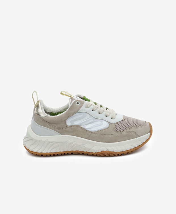 Kadın Ekru Hakiki Deri Spor Ayakkabı - 1