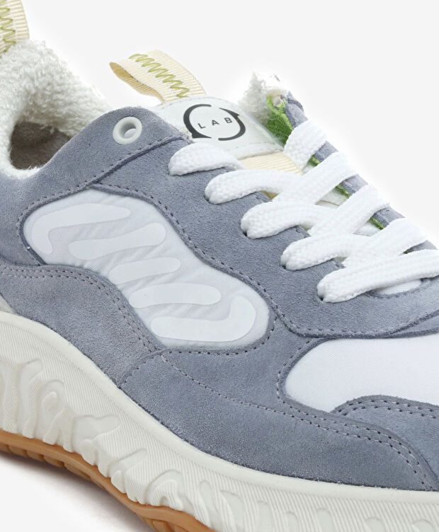 Kadın Beyaz Lacivert Hakiki Deri Spor Ayakkabı - 5