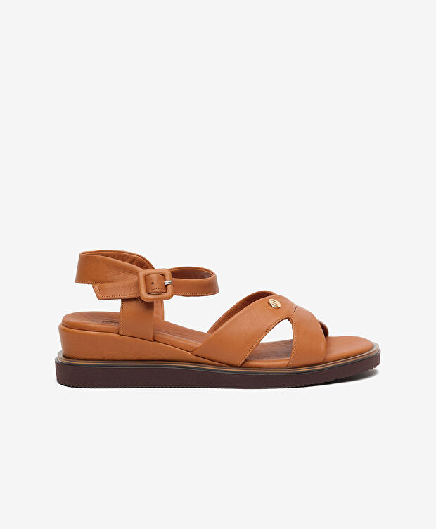 Kadın Taba Hakiki Deri Sandalet - 1