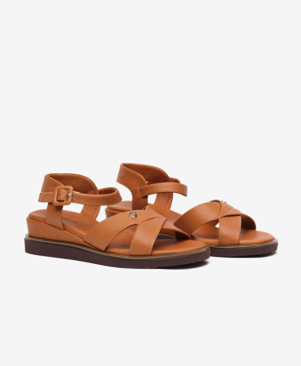 Kadın Taba Hakiki Deri Sandalet - 3