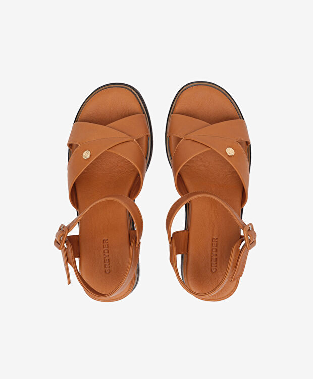 Kadın Taba Hakiki Deri Sandalet - 5