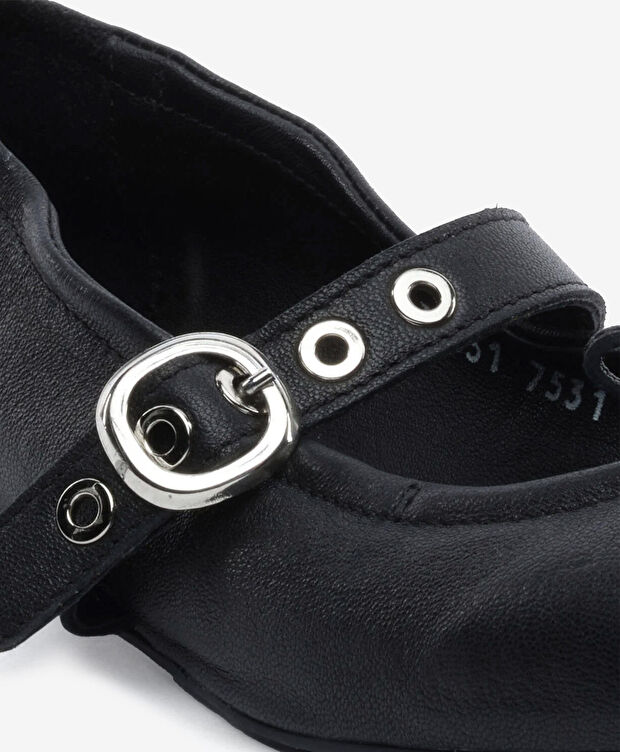 Kadın Siyah Hakiki Deri Babet Ayakkabı - 5