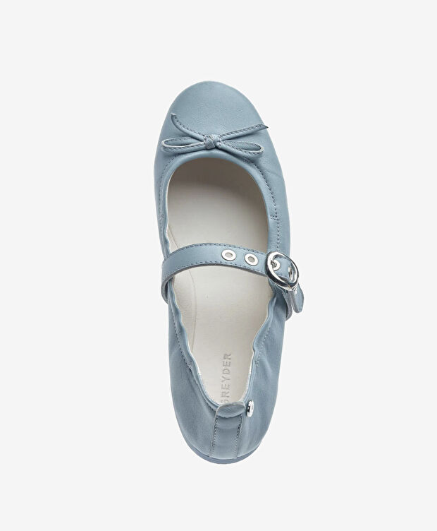 Kadın Mavi Hakiki Deri Babet Ayakkabı - 4