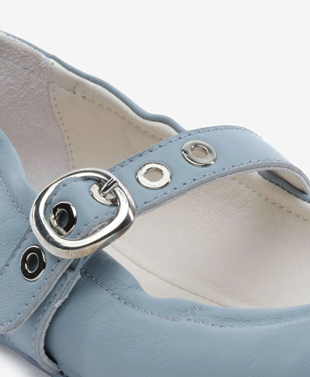 Kadın Mavi Hakiki Deri Babet Ayakkabı - 5