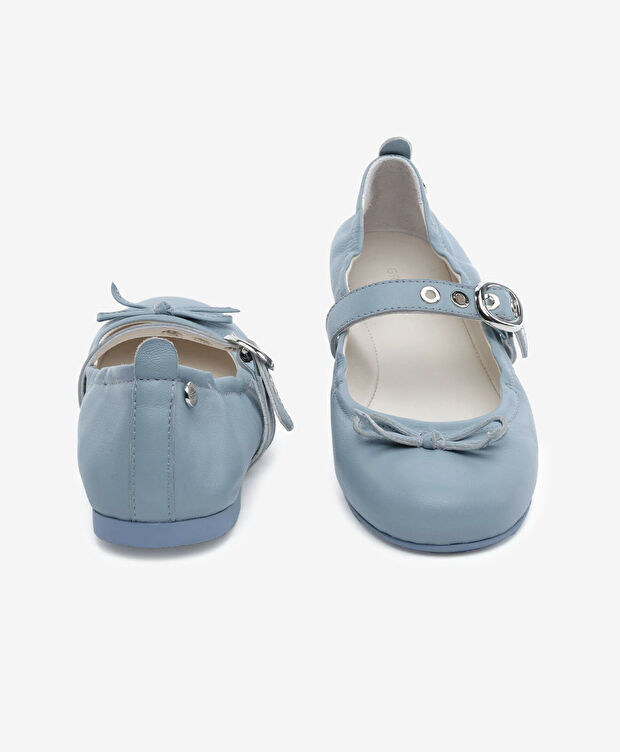 Kadın Mavi Hakiki Deri Babet Ayakkabı - 6