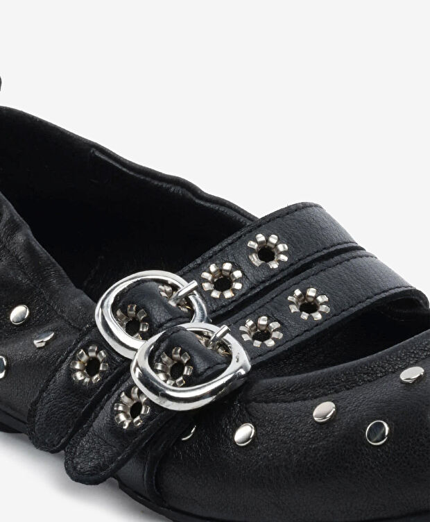 Kadın Siyah Hakiki Deri Babet - 5