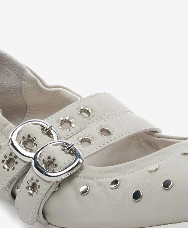 Kadın Bej Hakiki Deri Babet Ayakkabı - 5