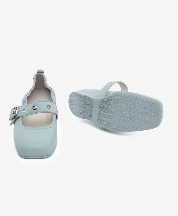 Kadın Yeşil Hakiki Deri Babet Ayakkabı - 6