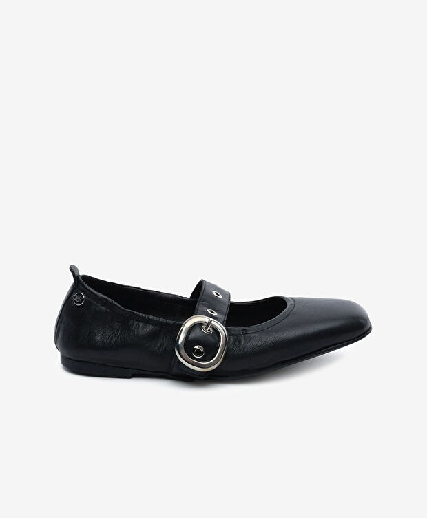 Kadın Siyah Hakiki Deri Babet Ayakkabı - 1