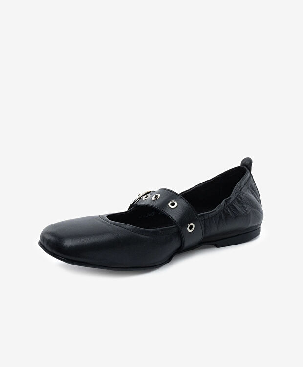 Kadın Siyah Hakiki Deri Babet Ayakkabı - 3