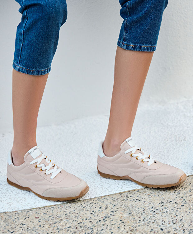 Kadın Bej Hakiki Deri Sneaker Ayakkabı - 8