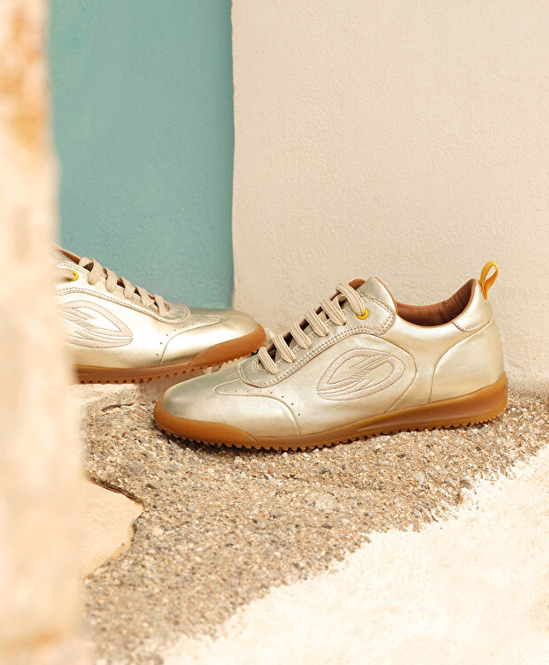 Kadın Altın Hakiki Deri Sneaker Ayakkabı - 8
