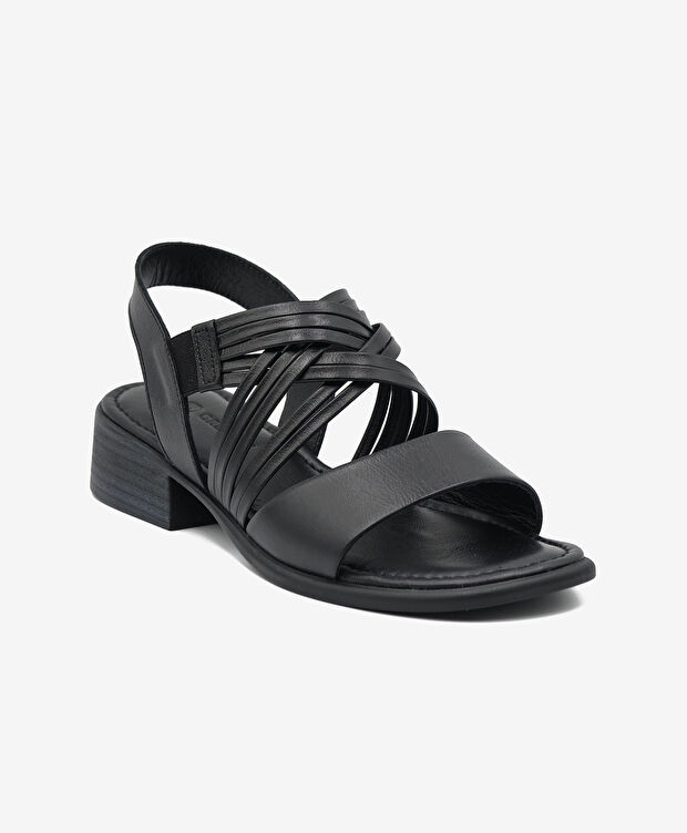 Kadın Siyah Hakiki Deri Casual Sandalet - 2