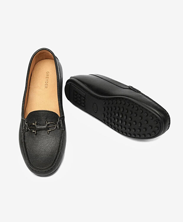 Kadın Siyah Hakiki Deri Loafer Ayakkabı - 5