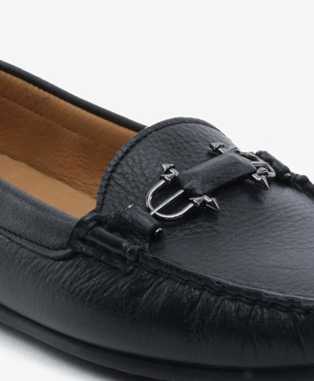 Kadın Siyah Hakiki Deri Loafer Ayakkabı - 5