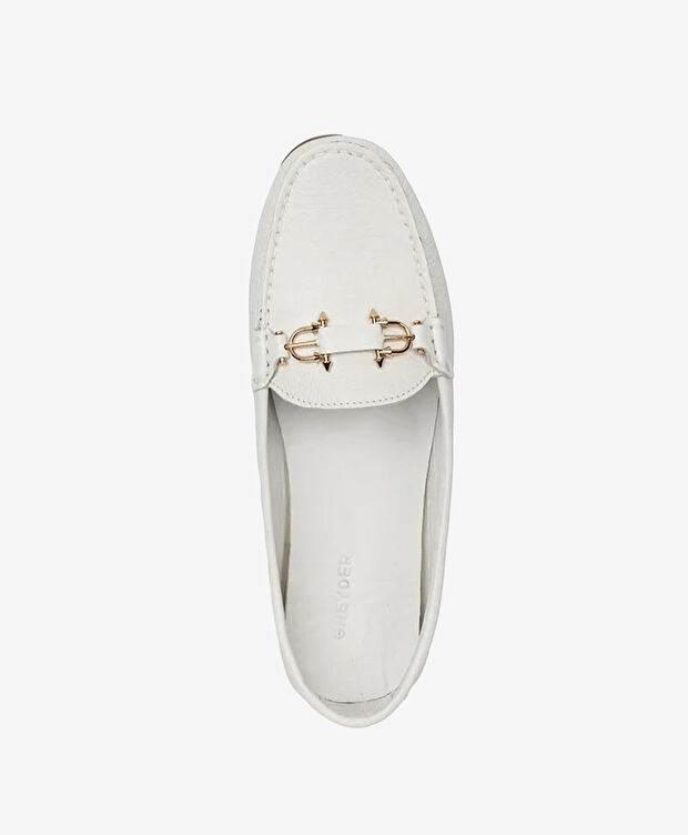 Kadın Beyaz Hakiki Deri Loafer Ayakkabı - 4