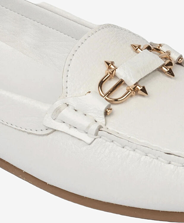 Kadın Beyaz Hakiki Deri Loafer Ayakkabı - 5