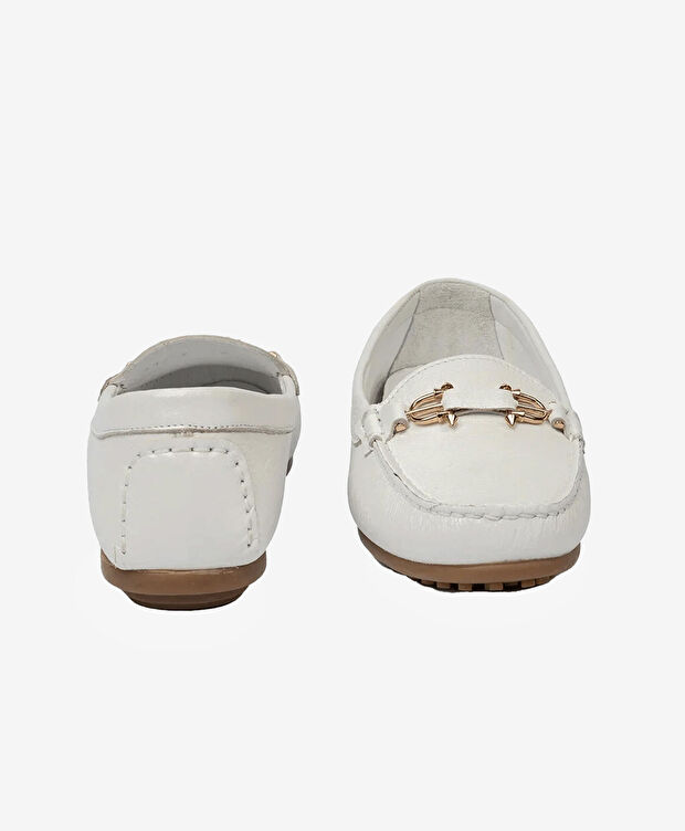 Kadın Beyaz Hakiki Deri Loafer Ayakkabı - 7