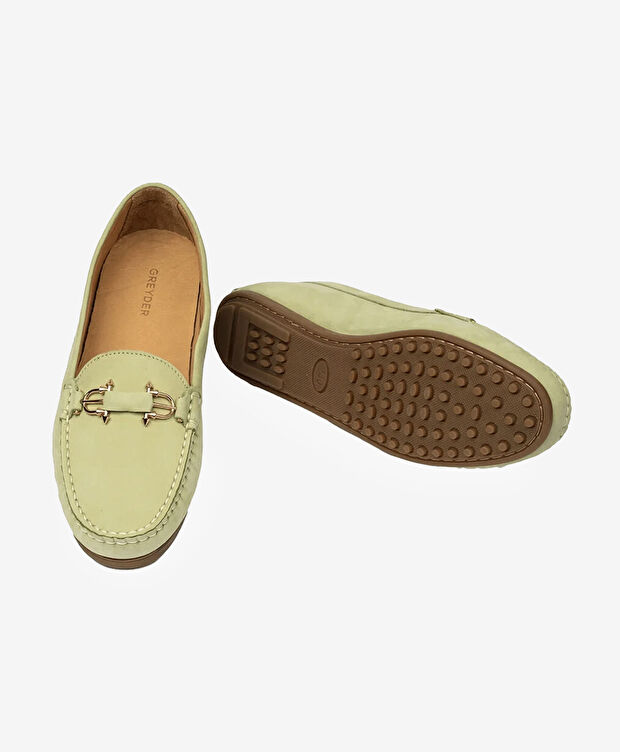 Kadın Yeşil Hakiki Deri Loafer Ayakkabı - 6