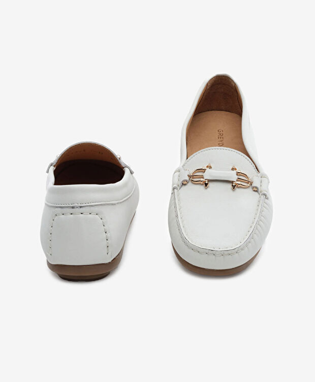 Kadın Beyaz Hakiki Deri Loafer Ayakkabı - 7