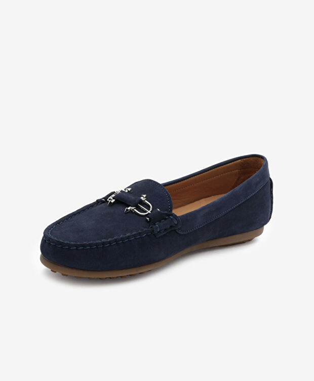 Kadın Lacivert Hakiki Deri Loafer Ayakkabı - 3