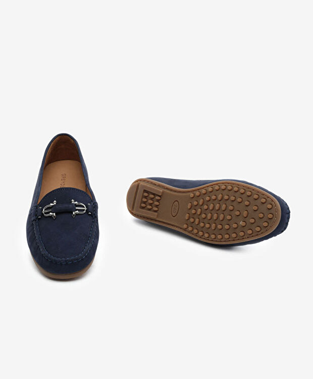 Kadın Lacivert Hakiki Deri Loafer Ayakkabı - 6