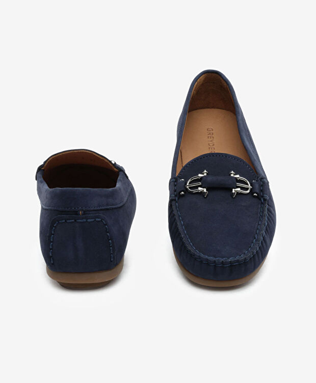Kadın Lacivert Hakiki Deri Loafer Ayakkabı - 7