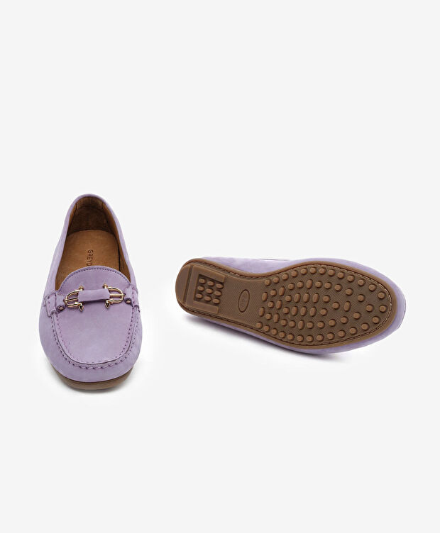Kadın Lila Hakiki Deri Loafer Ayakkabı - 5