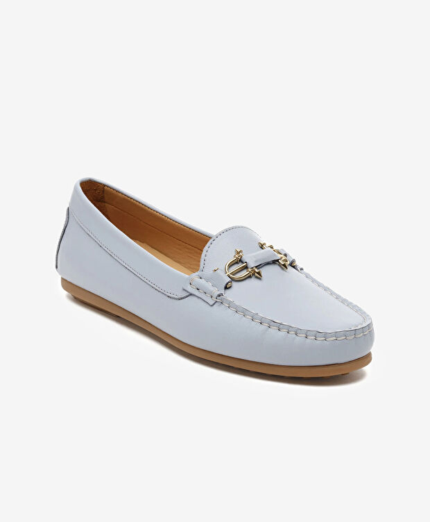 Kadın Mavi Hakiki Deri Loafer Ayakkabı - 2
