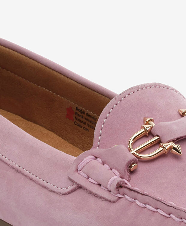Kadın Pembe Hakiki Deri Loafer Ayakkabı - 5