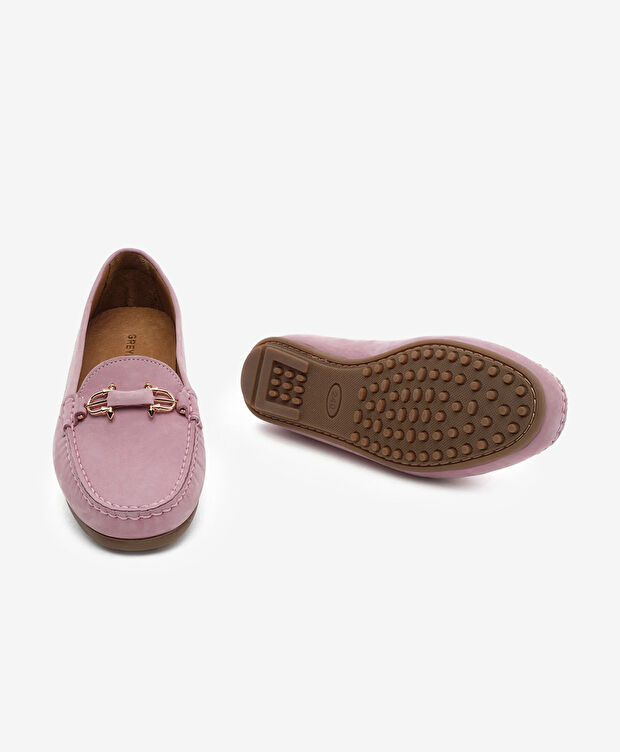Kadın Pembe Hakiki Deri Loafer Ayakkabı - 6