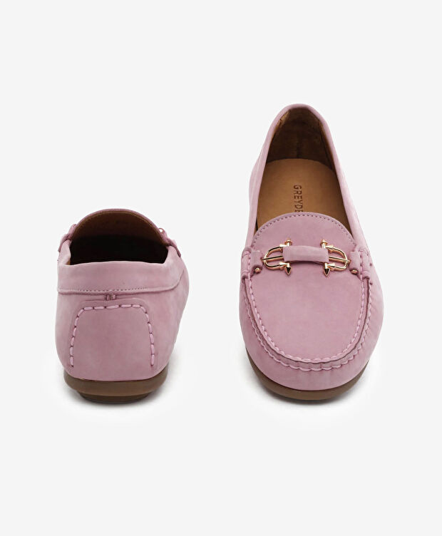 Kadın Pembe Hakiki Deri Loafer Ayakkabı - 7