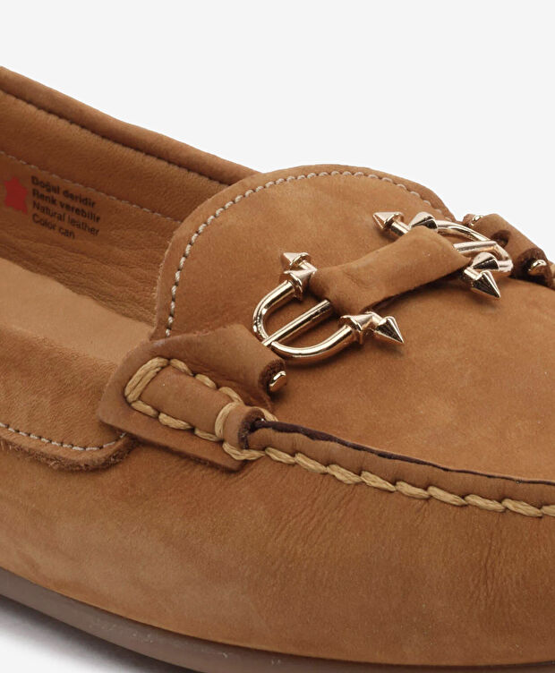 Kadın Taba Hakiki Deri Loafer Ayakkabı - 5