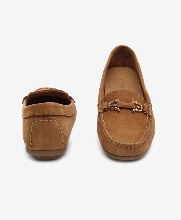 Kadın Taba Hakiki Deri Loafer Ayakkabı - 7