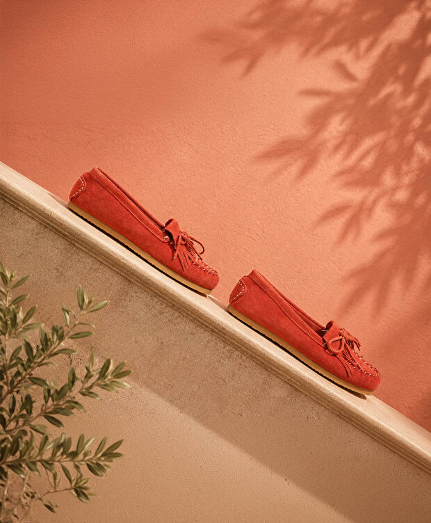Kadın Kırmızı Süet Hakiki Deri Loafer Ayakkabı - 7