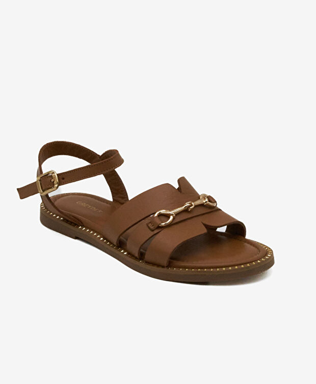 Kadın Taba Hakiki Deri Sandalet - 2
